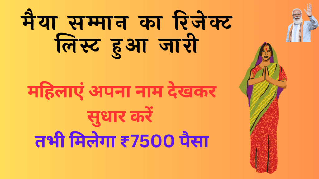 मैया सम्मान का रिजेक्ट लिस्ट हुआ जारी